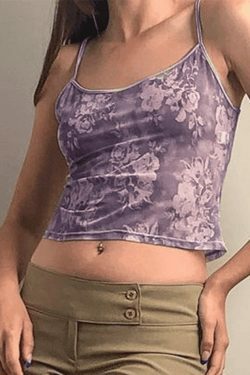 Mesh Floral Crop Cami Top - Y2K Fashion Aesthetic for Women - Coquette Style Grunge Outfits