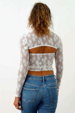 Meshed Petals Lace Top - Y2K Fashion Coquette Aesthetic Grunge Style Cute Tops Pastel Goth