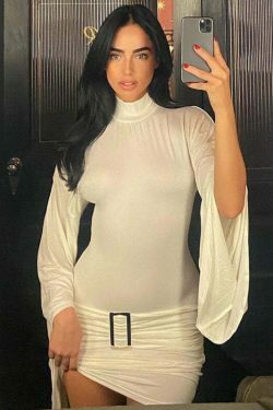 Metal Buckle Low-Waist Hip-Covering Dress for Y2K Fashion Enthusiasts