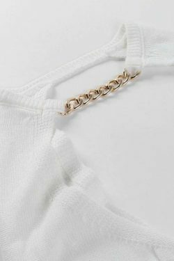 Metallic Chain Embellished Shrug Crop Sweater - Y2K Fashion Coquette Aesthetic Grunge Style