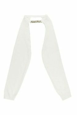 Metallic Chain Embellished Shrug Crop Sweater - Y2K Fashion Coquette Aesthetic Grunge Style