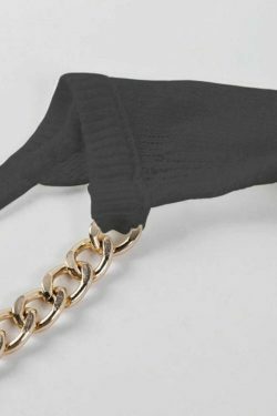 Metallic Chain Embellished Shrug Crop Sweater - Y2K Fashion Coquette Aesthetic Grunge Style