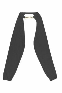 Metallic Chain Embellished Shrug Crop Sweater - Y2K Fashion Coquette Aesthetic Grunge Style