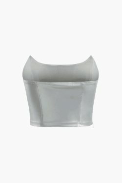 Metallic Strapless Corset Top & A-Line Mini Skirt Set - Y2K Coquette