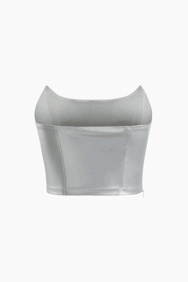 Metallic Strapless Corset Top & A-Line Mini Skirt Set - Y2K Coquette