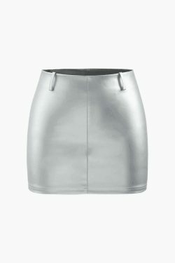 Metallic Strapless Corset Top & A-Line Mini Skirt Set - Y2K Coquette