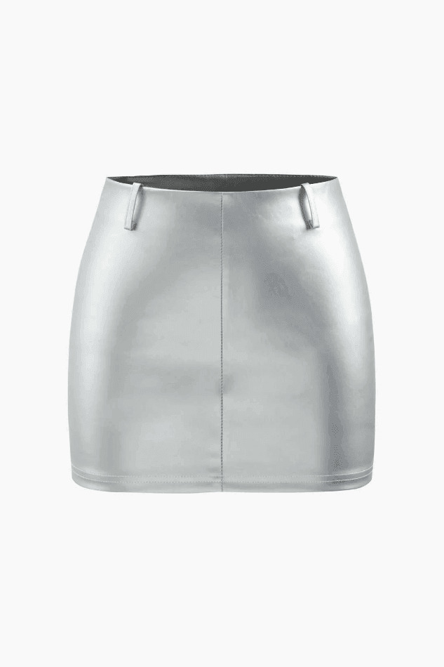 Metallic Strapless Corset Top & A-Line Mini Skirt Set - Y2K Coquette