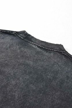 Midnight Anime Graphic Acid Wash Tee - Y2K Fashion Aesthetic Top for Women