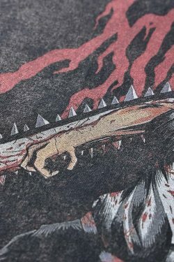 Midnight Anime Graphic Acid Wash Tee - Y2K Fashion Aesthetic Top for Women