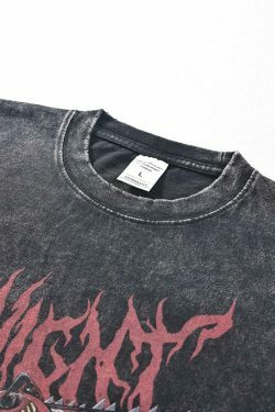 Midnight Anime Graphic Acid Wash Tee - Y2K Fashion Aesthetic Top for Women