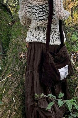 Mocha Lace Pleated Skirt: Y2K Fashion with Coquette Aesthetic, Grunge Style, and Pastel Goth Vibes