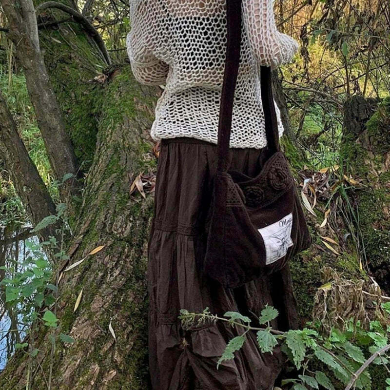 Mocha Lace Pleated Skirt: Y2K Fashion with Coquette Aesthetic, Grunge Style, and Pastel Goth Vibes