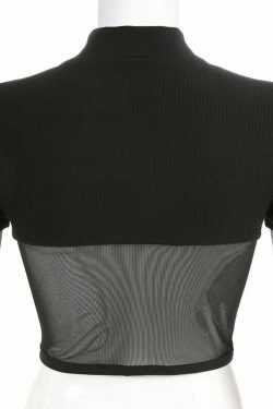 Moira Mesh Crop Top - Y2K Fashion Coquette Aesthetic Grunge Style Cute Tops Pastel Goth