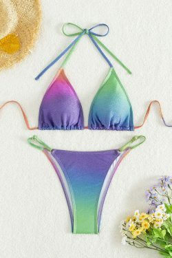 Multicolor Illusion Backless Bikini: Y2K Fashion - Coquette Aesthetic, Grunge Style, Cute Tops