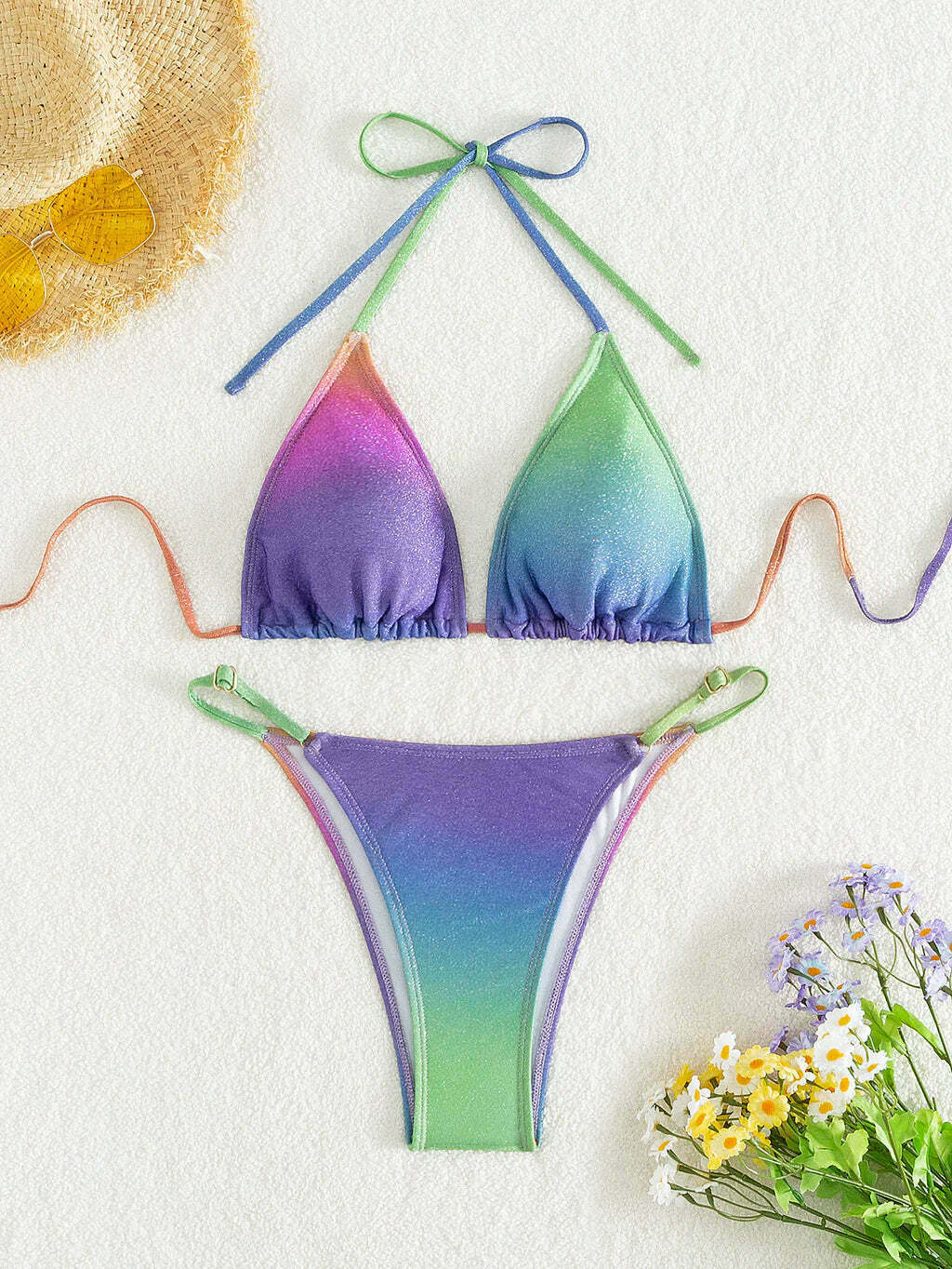 Multicolor Illusion Backless Bikini: Y2K Fashion - Coquette Aesthetic, Grunge Style, Cute Tops Multicolor Illusion Backless Bikini: Y2K Fashion - Coquette Aesthetic, Grunge Style, Cute Tops