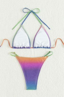 Multicolor Illusion Backless Bikini: Y2K Fashion - Coquette Aesthetic, Grunge Style, Cute Tops