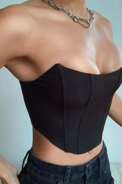 Naomi Corset Crop Top - Y2K Fashion Icon for Coquette Aesthetic with a Touch of Grunge Style
