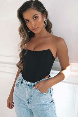 Naomi Corset Crop Top - Y2K Fashion Icon for Coquette Aesthetic with a Touch of Grunge Style