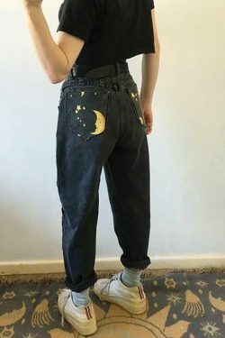 Night Sky Mom Jeans - Y2K Fashion Aesthetic with Coquette and Grunge Style Elements