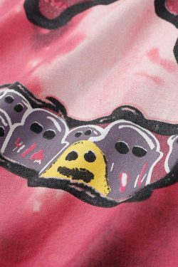 Nightmare Heart Acid Washed Graphic Tee - Y2K Fashion Aesthetic Top for Women