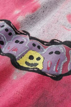 Nightmare Heart Acid Washed Graphic Tee - Y2K Fashion Aesthetic Top for Women