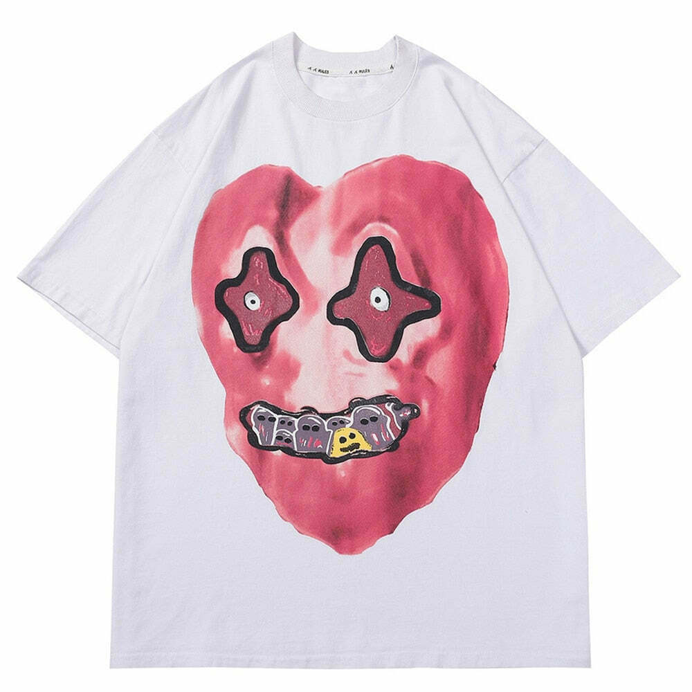Nightmare Heart Acid Washed Graphic Tee - Y2K Fashion Aesthetic Top for Women Nightmare Heart Acid Washed Graphic Tee - Y2K Fashion Aesthetic Top for Women