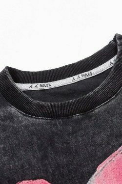 Nightmare Heart Acid Washed Graphic Tee - Y2K Fashion Aesthetic Top for Women