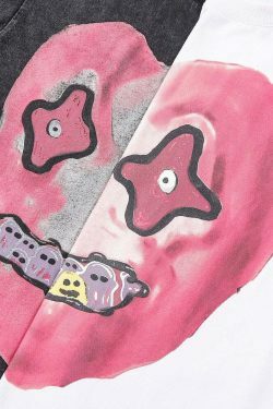 Nightmare Heart Acid Washed Graphic Tee - Y2K Fashion Aesthetic Top for Women