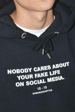 Nobody Cares About Your Fake Life Hoodie - Y2K Aesthetic Grunge Style for Women