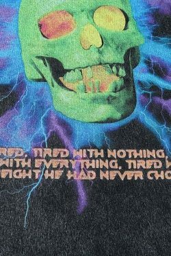 Nothing' Skull Print Acid Washed T-Shirt - Y2K Fashion Grunge Aesthetic Cute Tops