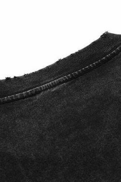 Nothing' Skull Print Acid Washed T-Shirt - Y2K Fashion Grunge Aesthetic Cute Tops