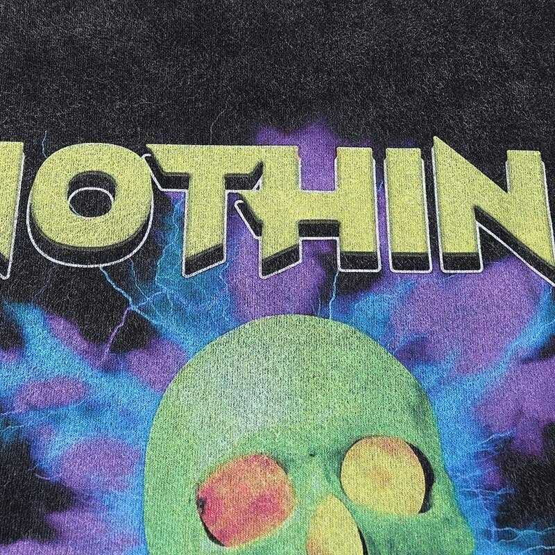 Nothing' Skull Print Acid Washed T-Shirt - Y2K Fashion Grunge Aesthetic Cute Tops Nothing' Skull Print Acid Washed T-Shirt - Y2K Fashion Grunge Aesthetic Cute Tops