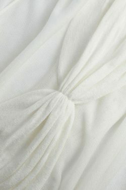 Off Shoulder Sheer Sleeve Ruched Bust Top - Y2K Fashion Coquette Aesthetic Grunge Style Cute Tops