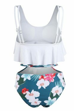 Off The Shoulder White Leaf Print Bikini Set - Y2K Fashion Swimwear for Women