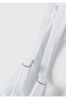 Off The Shoulder White Leaf Print Bikini Set - Y2K Fashion Swimwear for Women