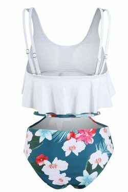 Off The Shoulder White Leaf Print Bikini Set - Y2K Fashion Swimwear for Women