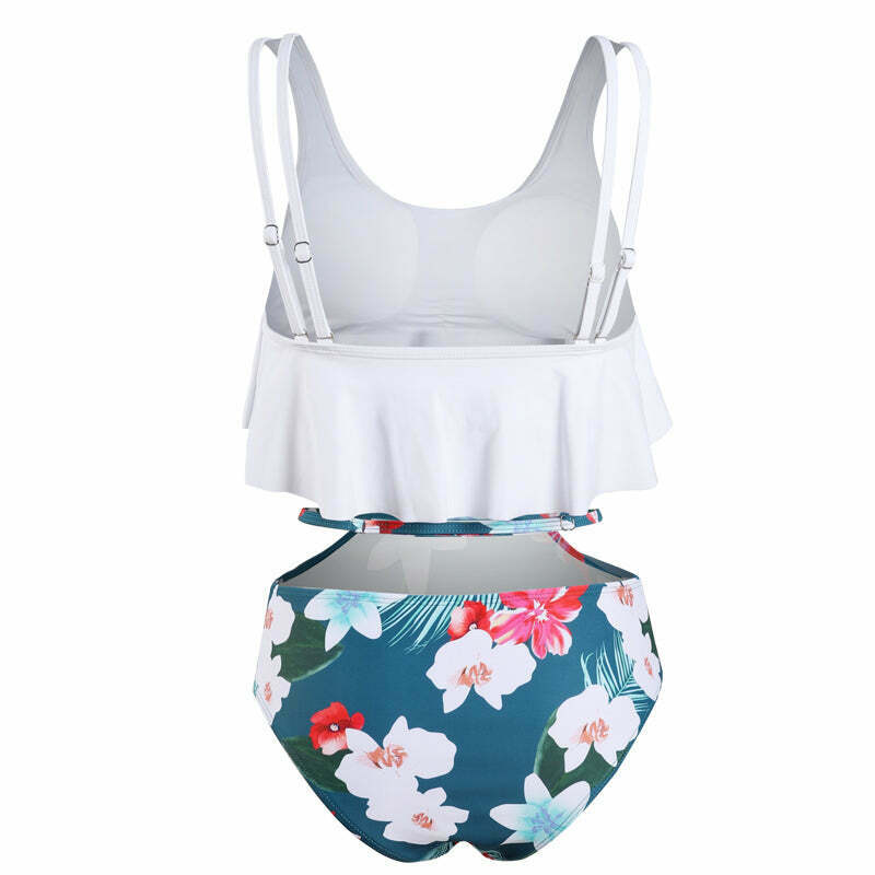 Off The Shoulder White Leaf Print Bikini Set - Y2K Fashion Swimwear for Women Off The Shoulder White Leaf Print Bikini Set - Y2K Fashion Swimwear for Women