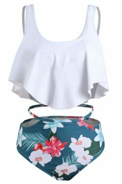 Off The Shoulder White Leaf Print Bikini Set - Y2K Fashion Swimwear for Women