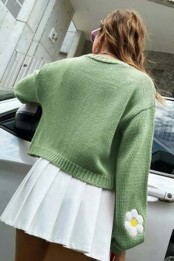 Open Meadow Floral Cardigan - Coquette Aesthetic Grunge Style Y2K Fashion Women's Sweater