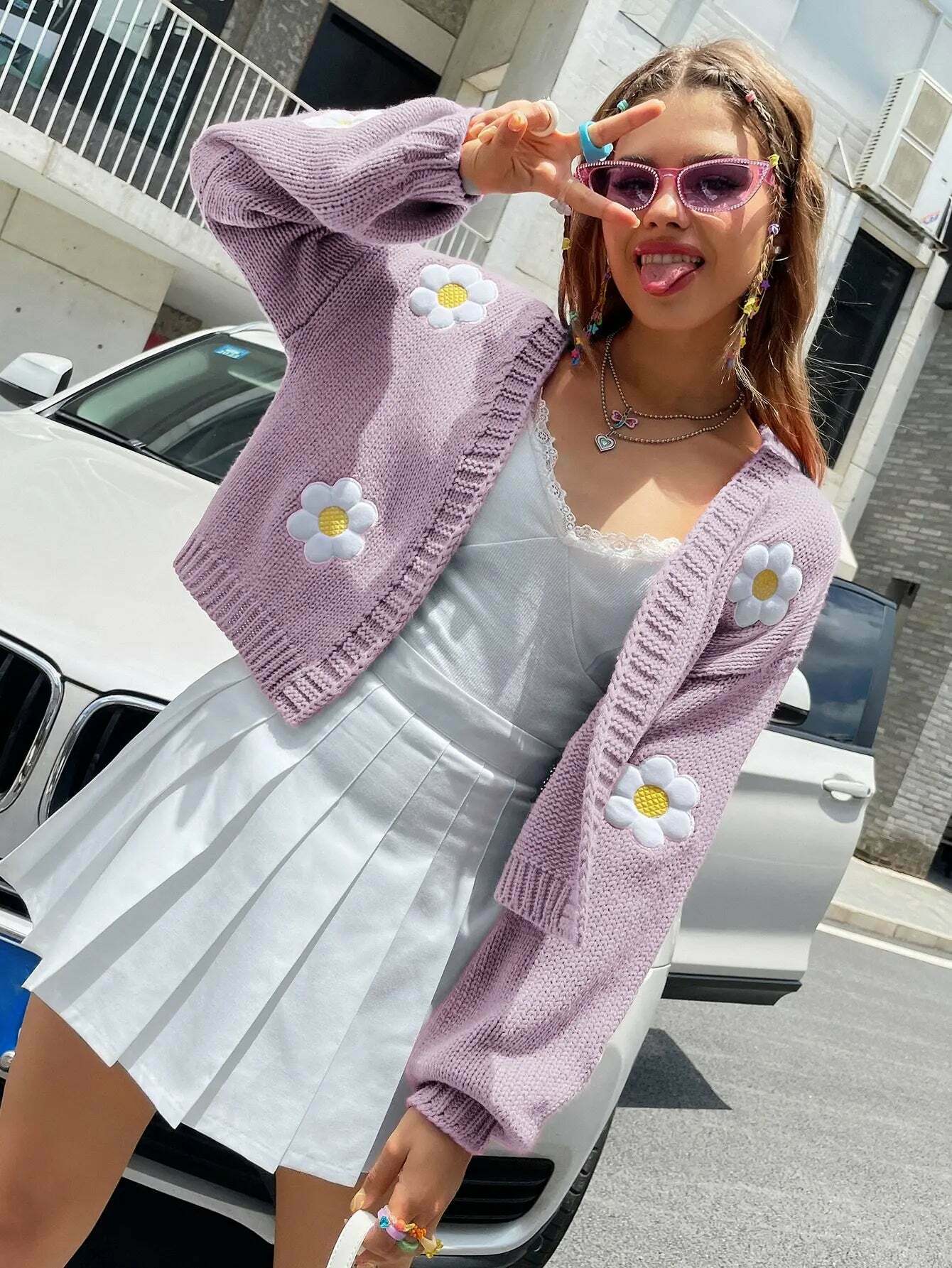 Open Meadow Floral Cardigan - Coquette Aesthetic Grunge Style Y2K Fashion Women's Sweater Open Meadow Floral Cardigan - Coquette Aesthetic Grunge Style Y2K Fashion Women's Sweater