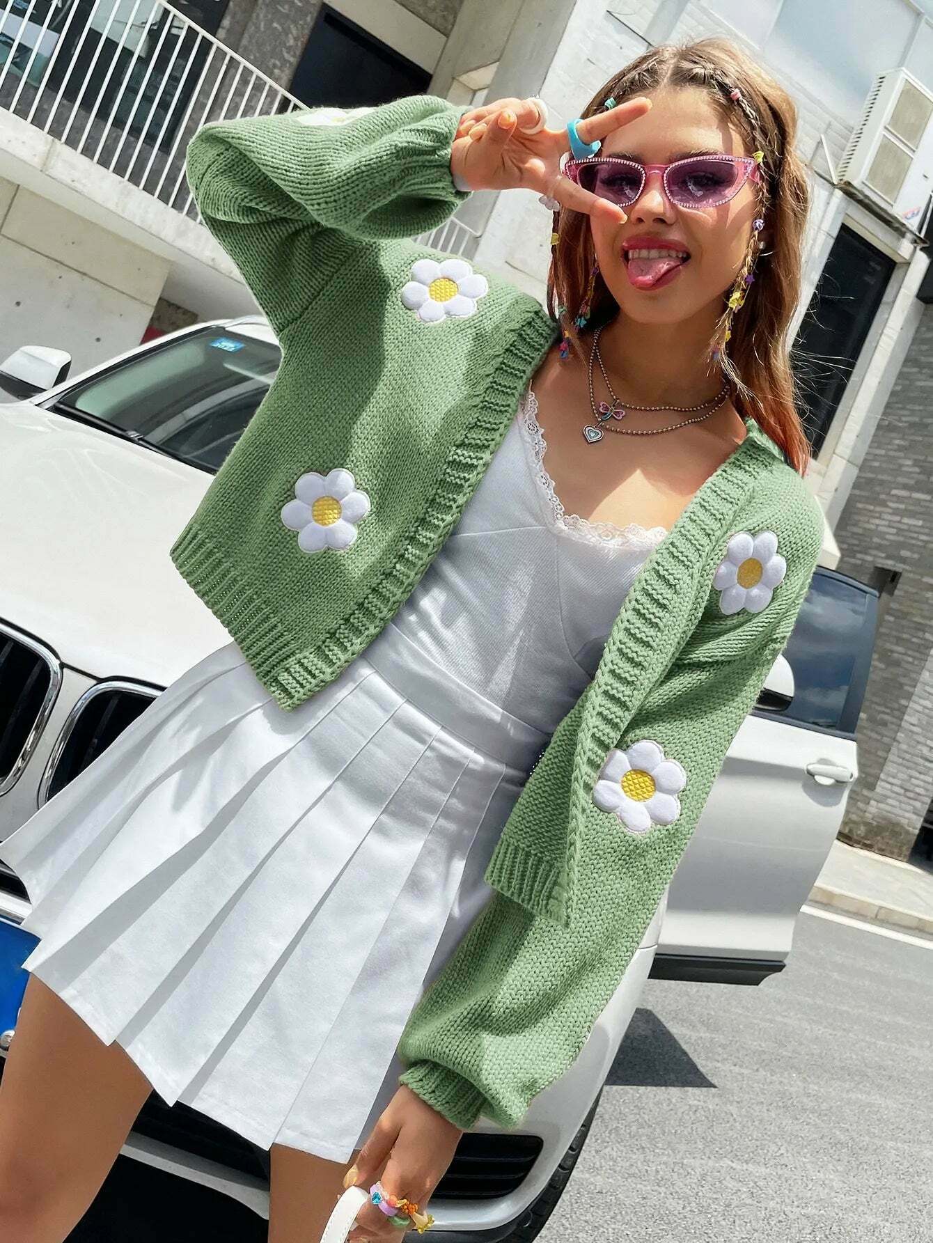 Open Meadow Floral Cardigan - Coquette Aesthetic Grunge Style Y2K Fashion Women's Sweater Open Meadow Floral Cardigan - Coquette Aesthetic Grunge Style Y2K Fashion Women's Sweater