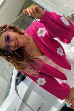 Open Meadow Floral Cardigan - Coquette Aesthetic Grunge Style Y2K Fashion Women's Sweater