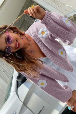 Open Meadow Floral Cardigan - Coquette Aesthetic Grunge Style Y2K Fashion Women's Sweater