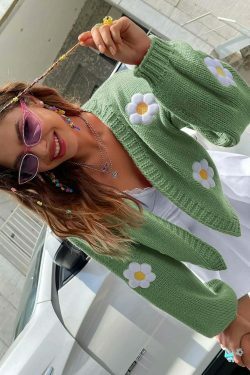 Open Meadow Floral Cardigan - Coquette Aesthetic Grunge Style Y2K Fashion Women's Sweater