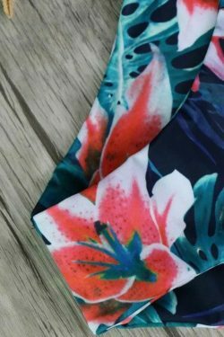 Pastel Goth Leaf Flower Bandeau Bikini Set - Y2K Fashion for Women - Coquette Aesthetic Swimwear