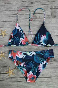 Pastel Goth Leaf Flower Bandeau Bikini Set - Y2K Fashion for Women - Coquette Aesthetic Swimwear