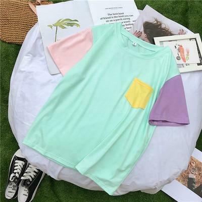 Pastel Patches T-Shirt: Y2K Fashion with Coquette & Grunge Aesthetics, Cute Tops & Cargo Skirt Vibes Pastel Patches T-Shirt: Y2K Fashion with Coquette & Grunge Aesthetics, Cute Tops & Cargo Skirt Vibes