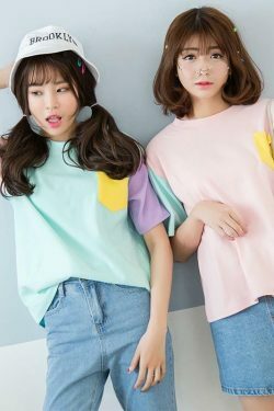 Pastel Patches T-Shirt: Y2K Fashion with Coquette & Grunge Aesthetics, Cute Tops & Cargo Skirt Vibes