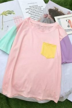 Pastel Patches T-Shirt: Y2K Fashion with Coquette & Grunge Aesthetics, Cute Tops & Cargo Skirt Vibes