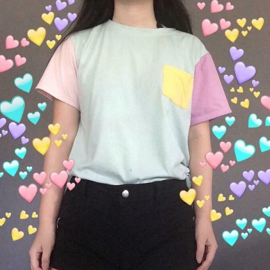 Pastel Patches T-Shirt: Y2K Fashion with Coquette & Grunge Aesthetics, Cute Tops & Cargo Skirt Vibes Pastel Patches T-Shirt: Y2K Fashion with Coquette & Grunge Aesthetics, Cute Tops & Cargo Skirt Vibes